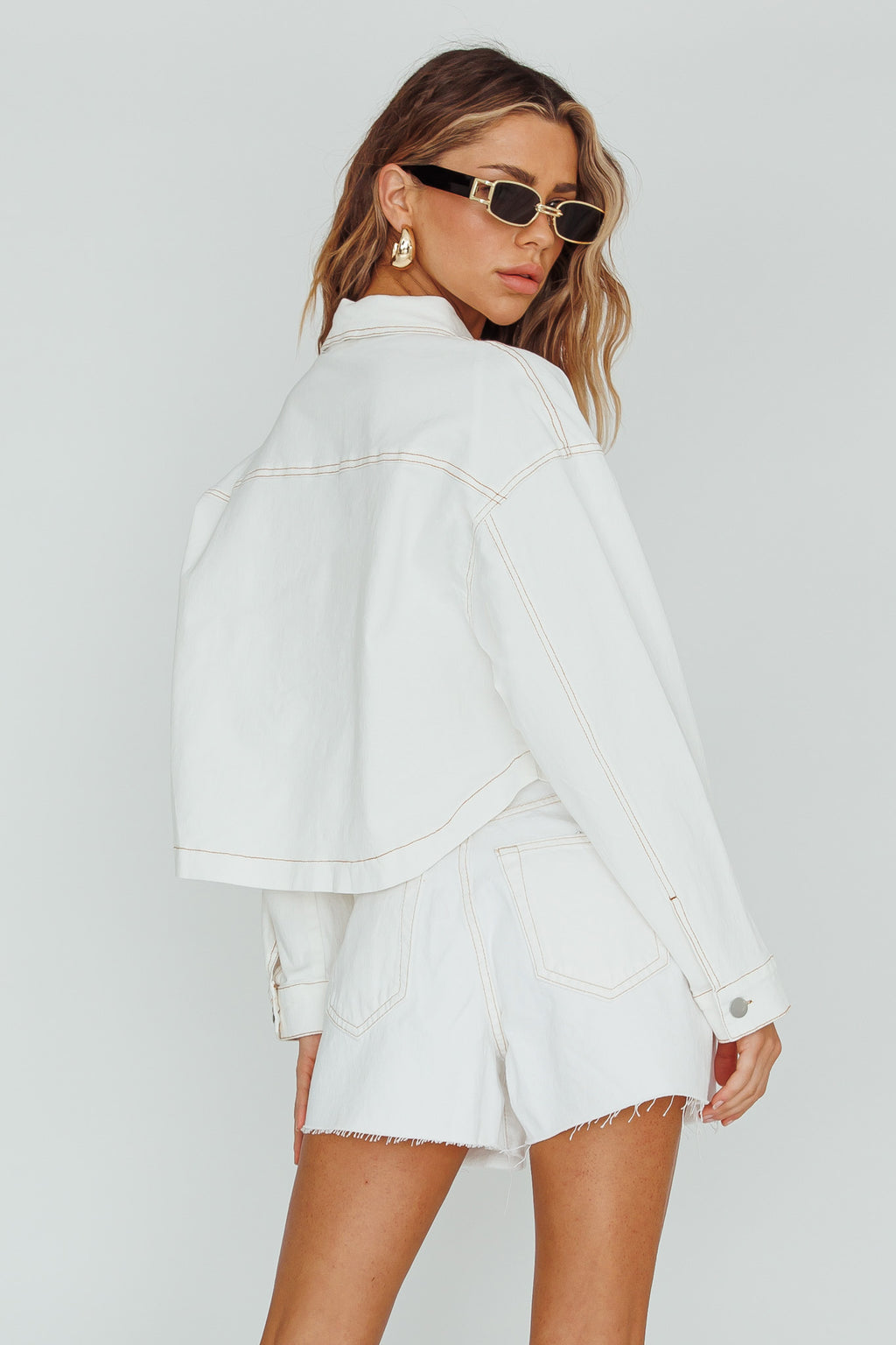 Fair Game Button-Up Jacket White by Selfie Leslie Australia
