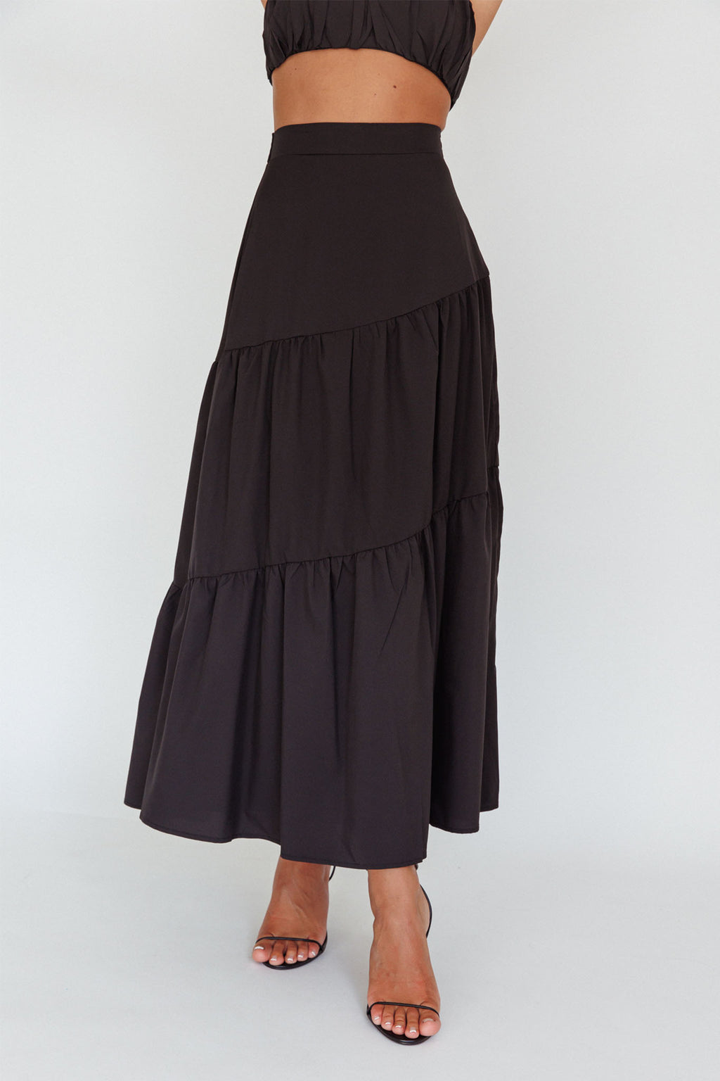 Bondi Waist Tie Maxi Skirt Black by Selfie Leslie Australia