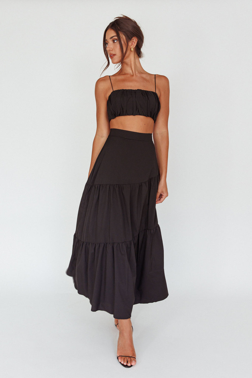 Bondi Waist Tie Maxi Skirt Black by Selfie Leslie Australia