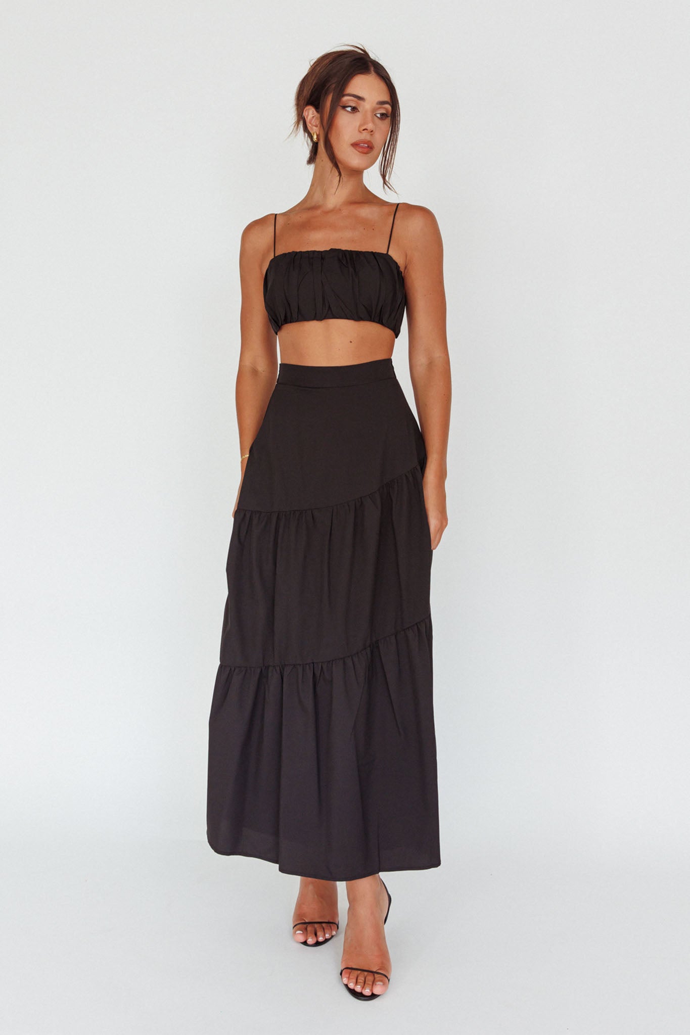 Bondi Waist Tie Maxi Skirt Black by Selfie Leslie Australia