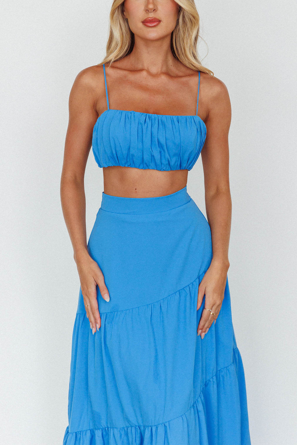 Bondi Waist Tie Maxi Skirt Sapphire by Selfie Leslie Australia