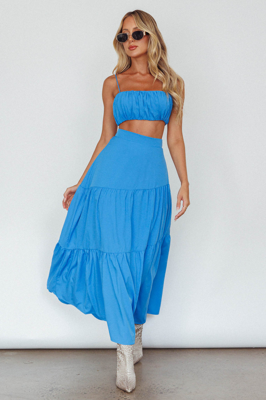 Bondi Waist Tie Maxi Skirt Sapphire by Selfie Leslie Australia