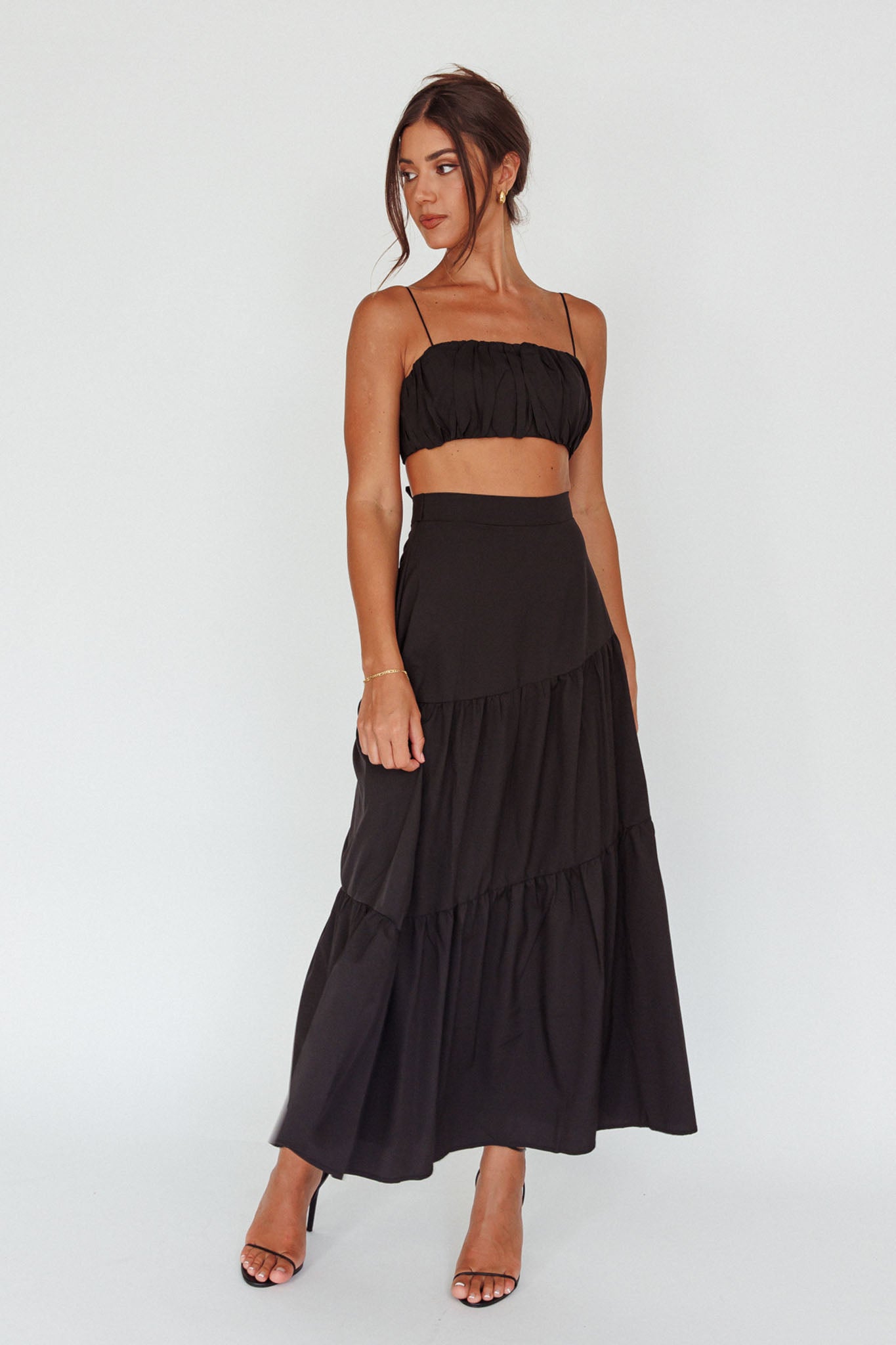 Bondi Gathered Crop Top Black by Selfie Leslie Australia