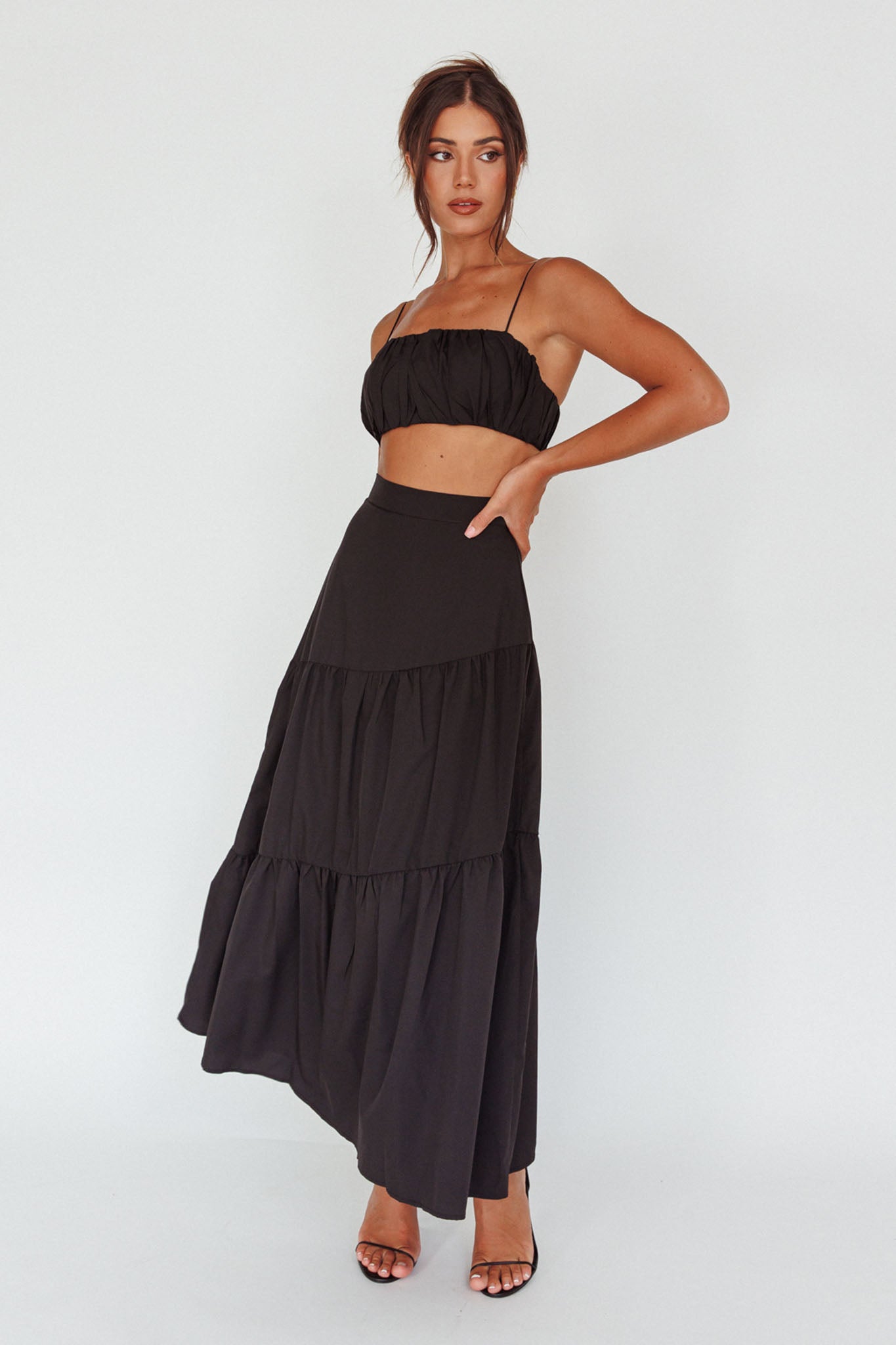 Bondi Gathered Crop Top Black by Selfie Leslie Australia
