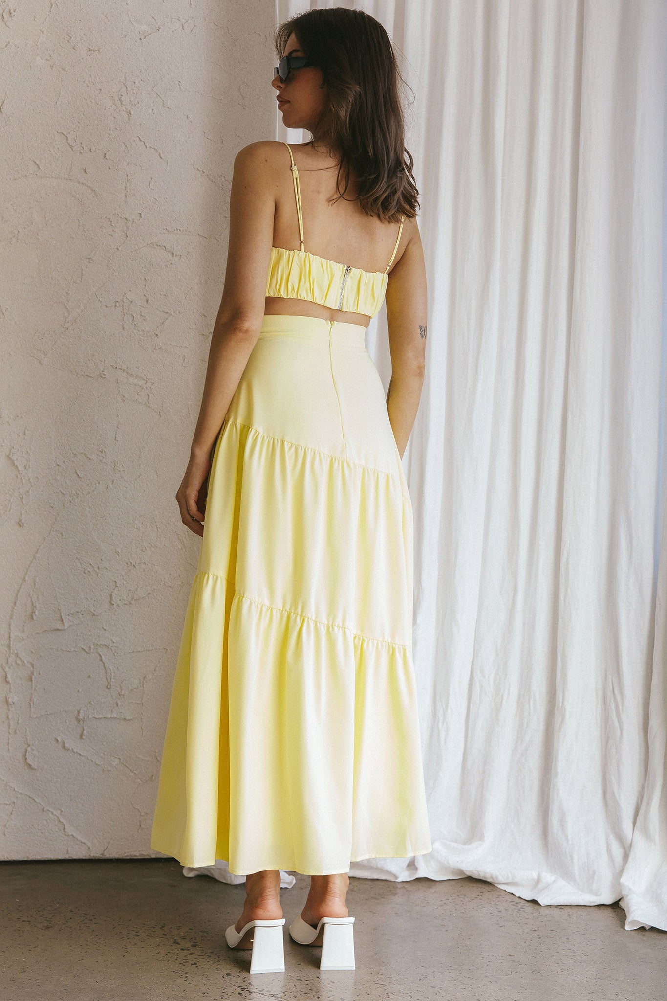 Bondi Gathered Crop Top Lemon by Selfie Leslie Australia