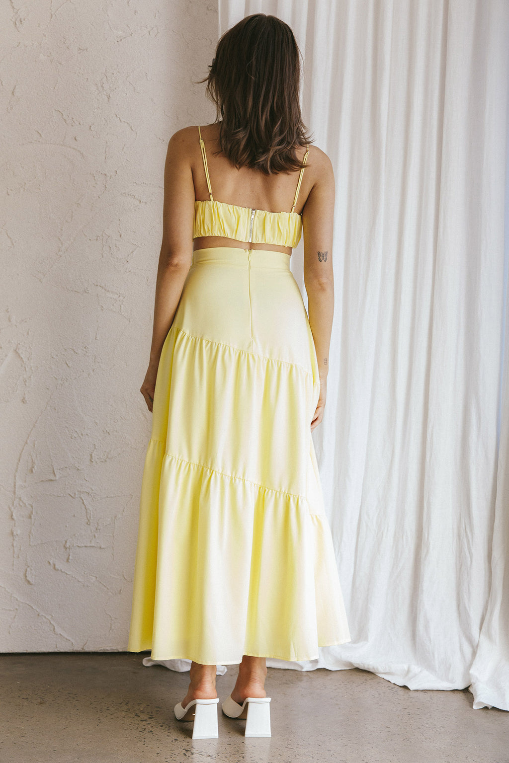 Bondi Gathered Crop Top Lemon by Selfie Leslie Australia