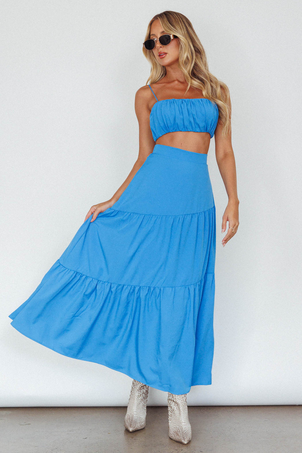 Bondi Gathered Crop Top Sapphire by Selfie Leslie Australia