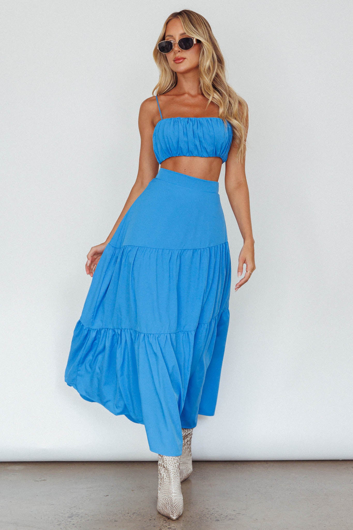 Bondi Gathered Crop Top Sapphire by Selfie Leslie Australia