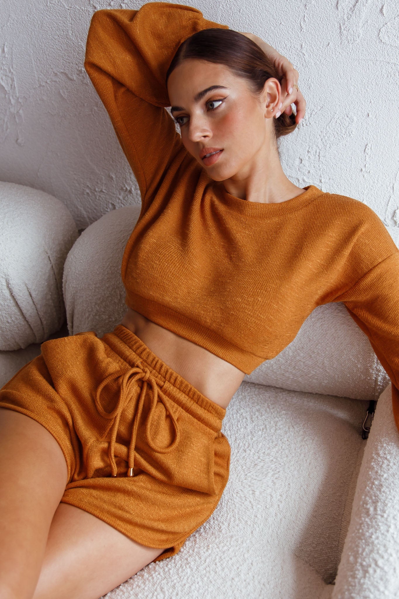 TGIF Drawstring Knit Shorts Mustard by Selfie Leslie