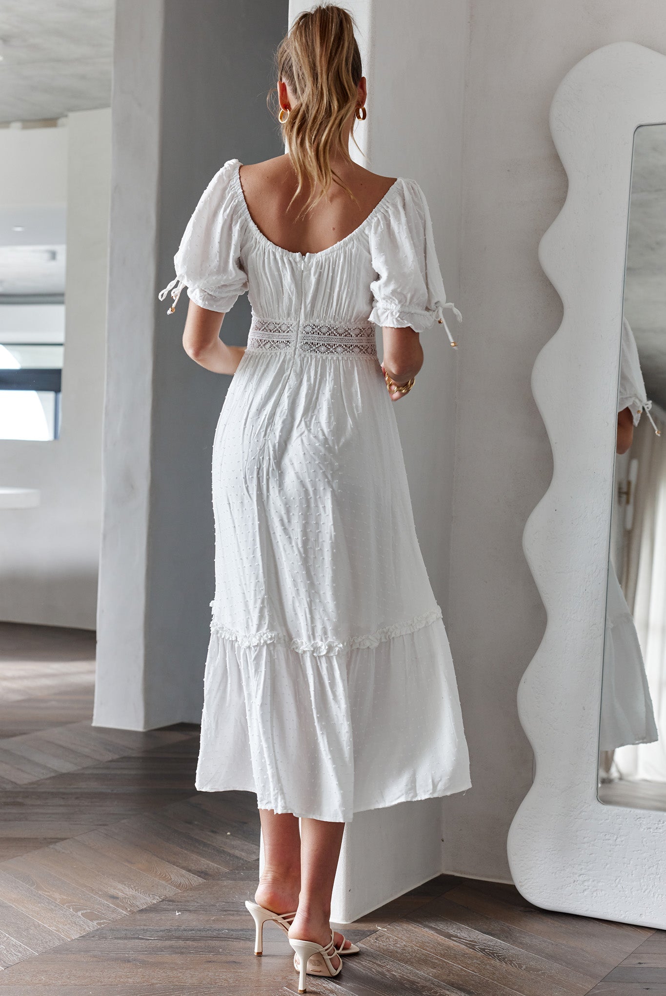 Topanga Canyon String Tie Boho Midi Dress White by Selfie Leslie