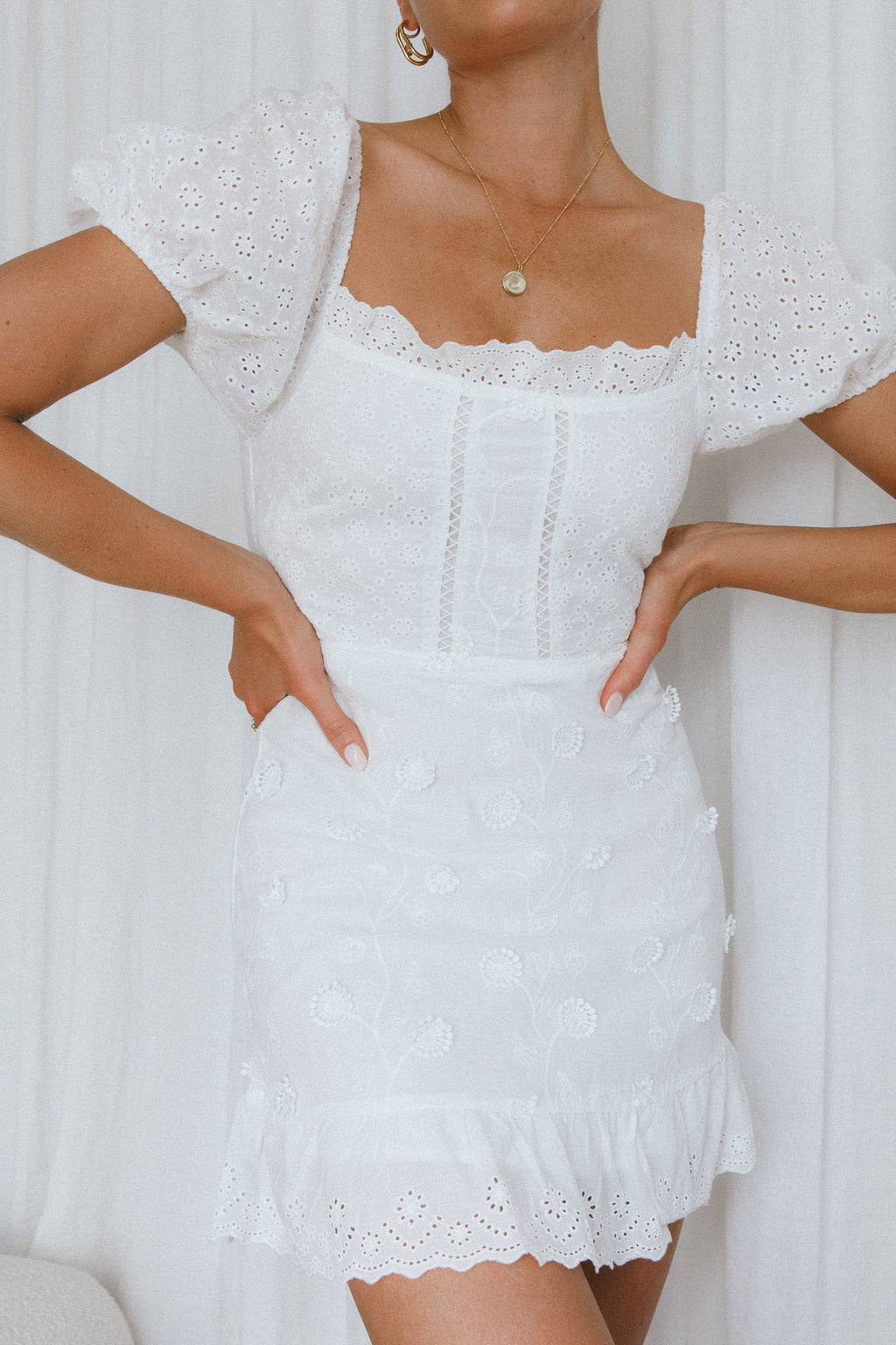 Bliss Moment Lace-Up Back Mini Dress White by Selfie Leslie Australia