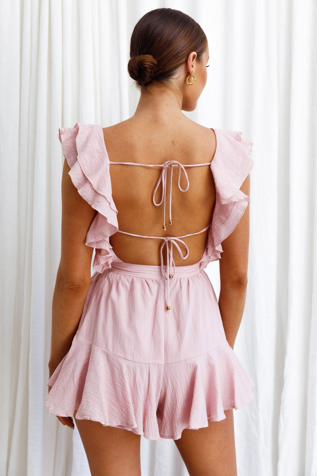 Always My Girl Ruffle Shoulder Romper Mauve by Selfie Leslie