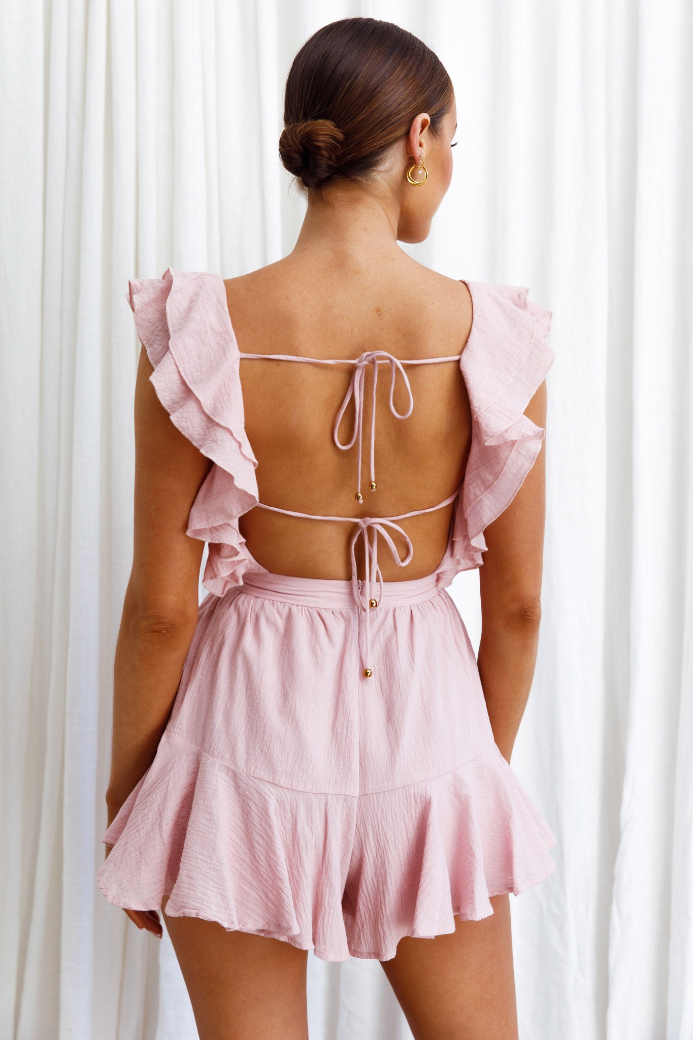 Always My Girl Ruffle Shoulder Romper Mauve by Selfie Leslie