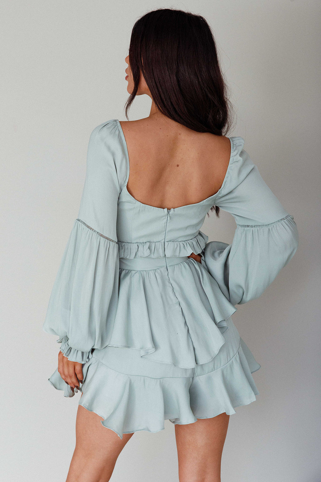 Alabama Long Sleeve Satin Romper Pistachio by Selfie Leslie Australia