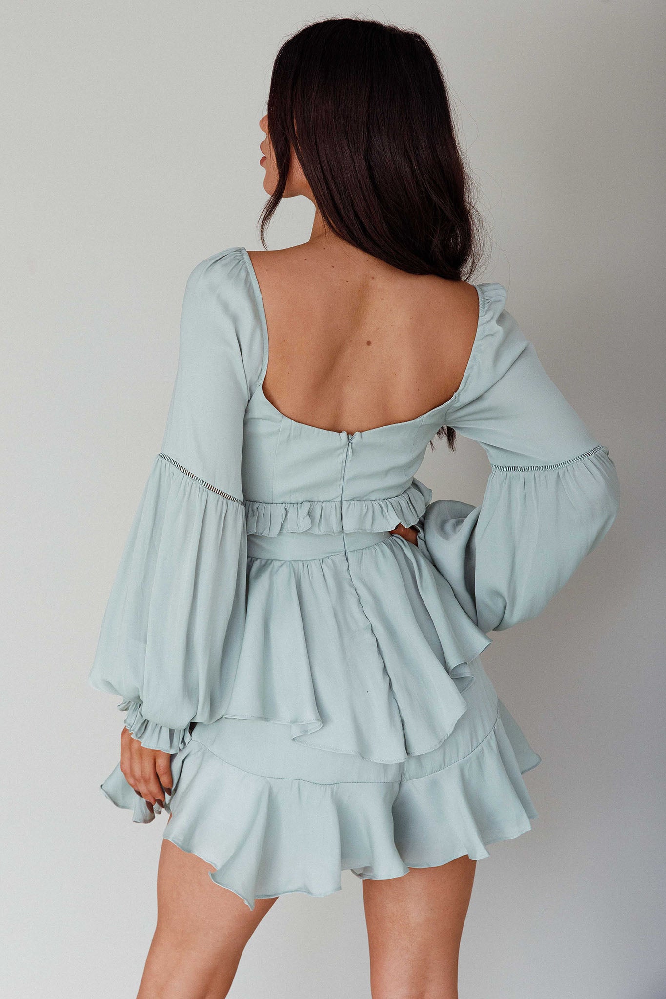 Alabama Long Sleeve Satin Romper Pistachio by Selfie Leslie Australia