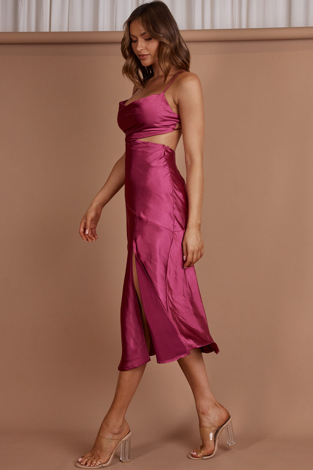 Midnight Muse Strappy Back Midi Dress Fuchsia by Selfie Leslie Australia