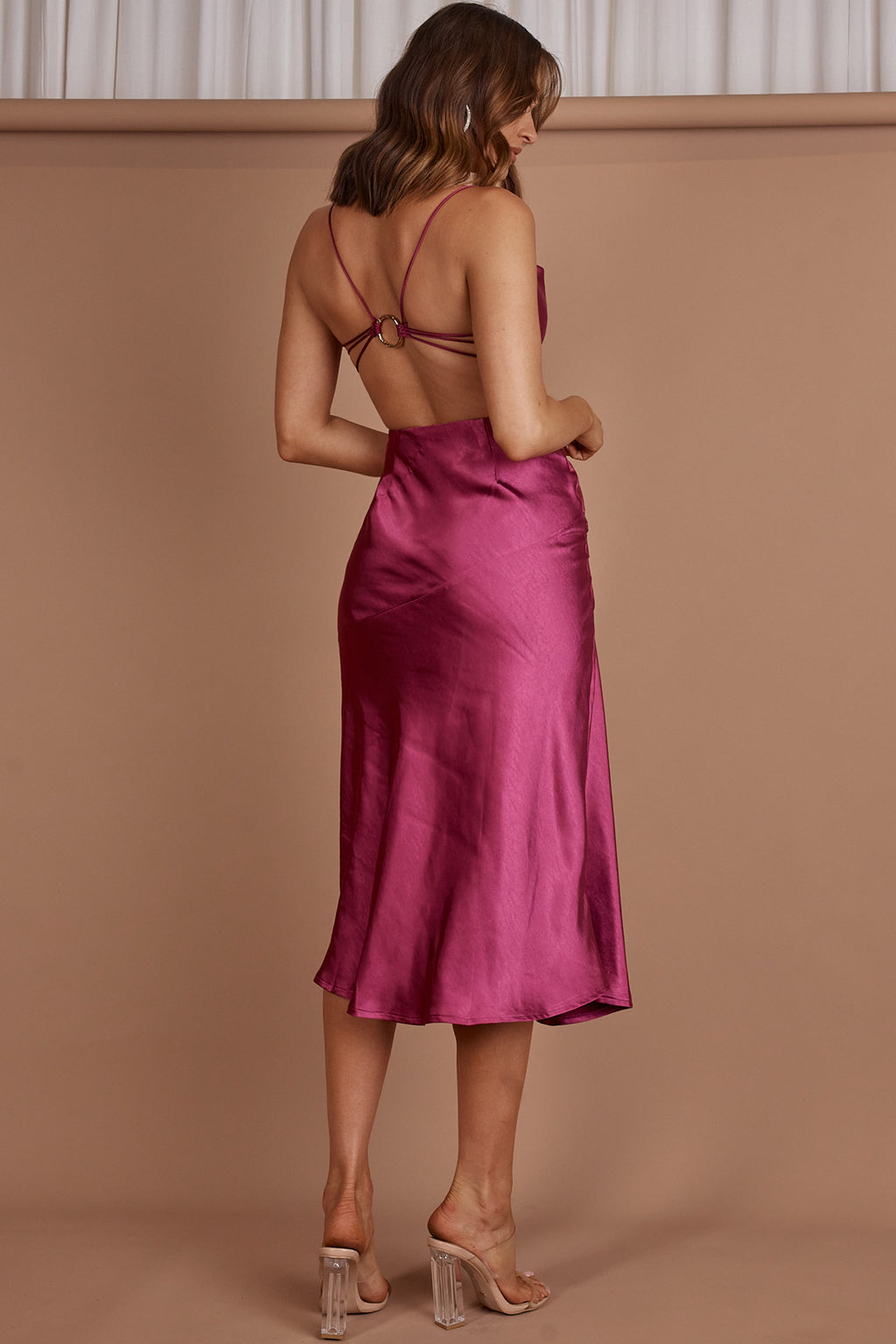 Midnight Muse Strappy Back Midi Dress Fuchsia by Selfie Leslie Australia