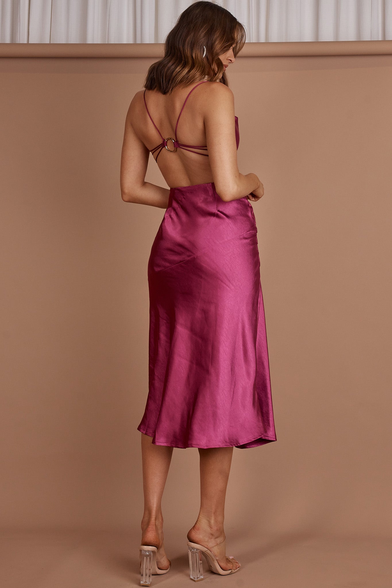 Midnight Muse Strappy Back Midi Dress Fuchsia by Selfie Leslie Australia