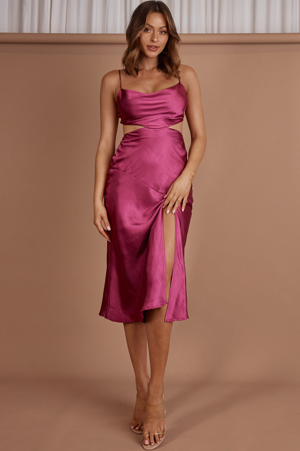 Midnight Muse Strappy Back Midi Dress Fuchsia by Selfie Leslie Australia