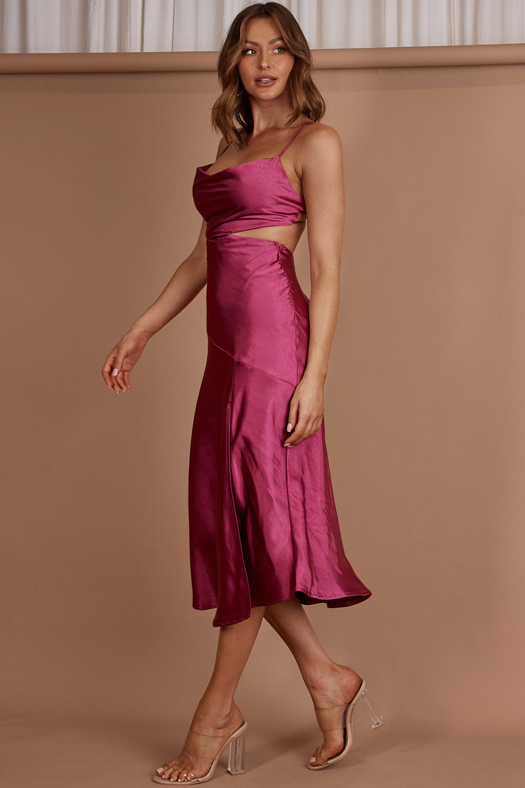 Midnight Muse Strappy Back Midi Dress Fuchsia by Selfie Leslie Australia