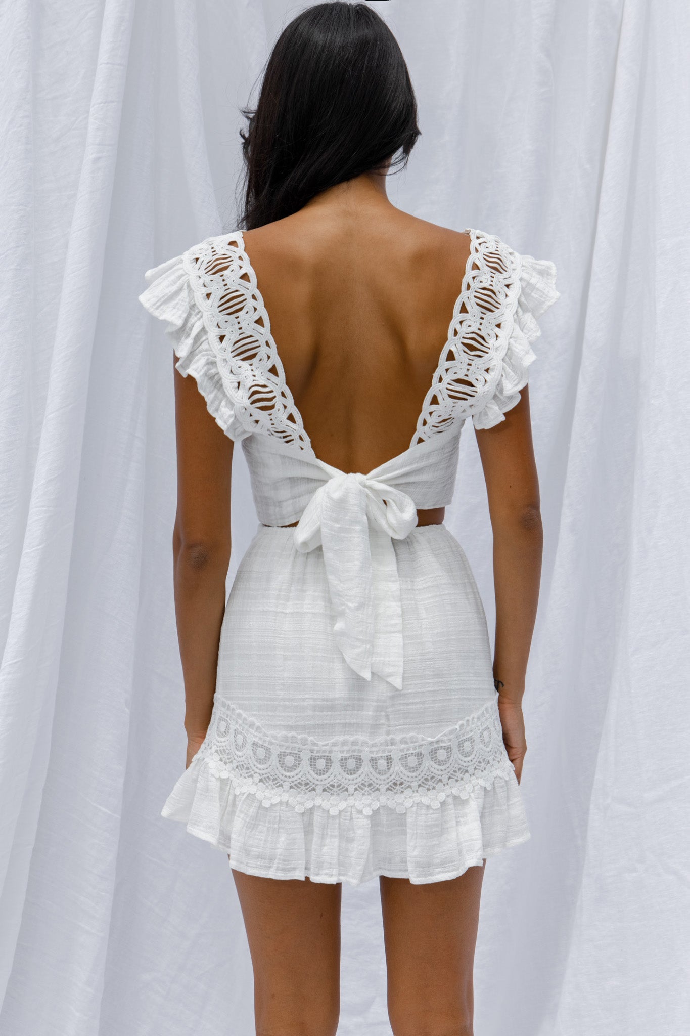 Just Bliss Embroidered Trim Mini Skirt White by Selfie Leslie