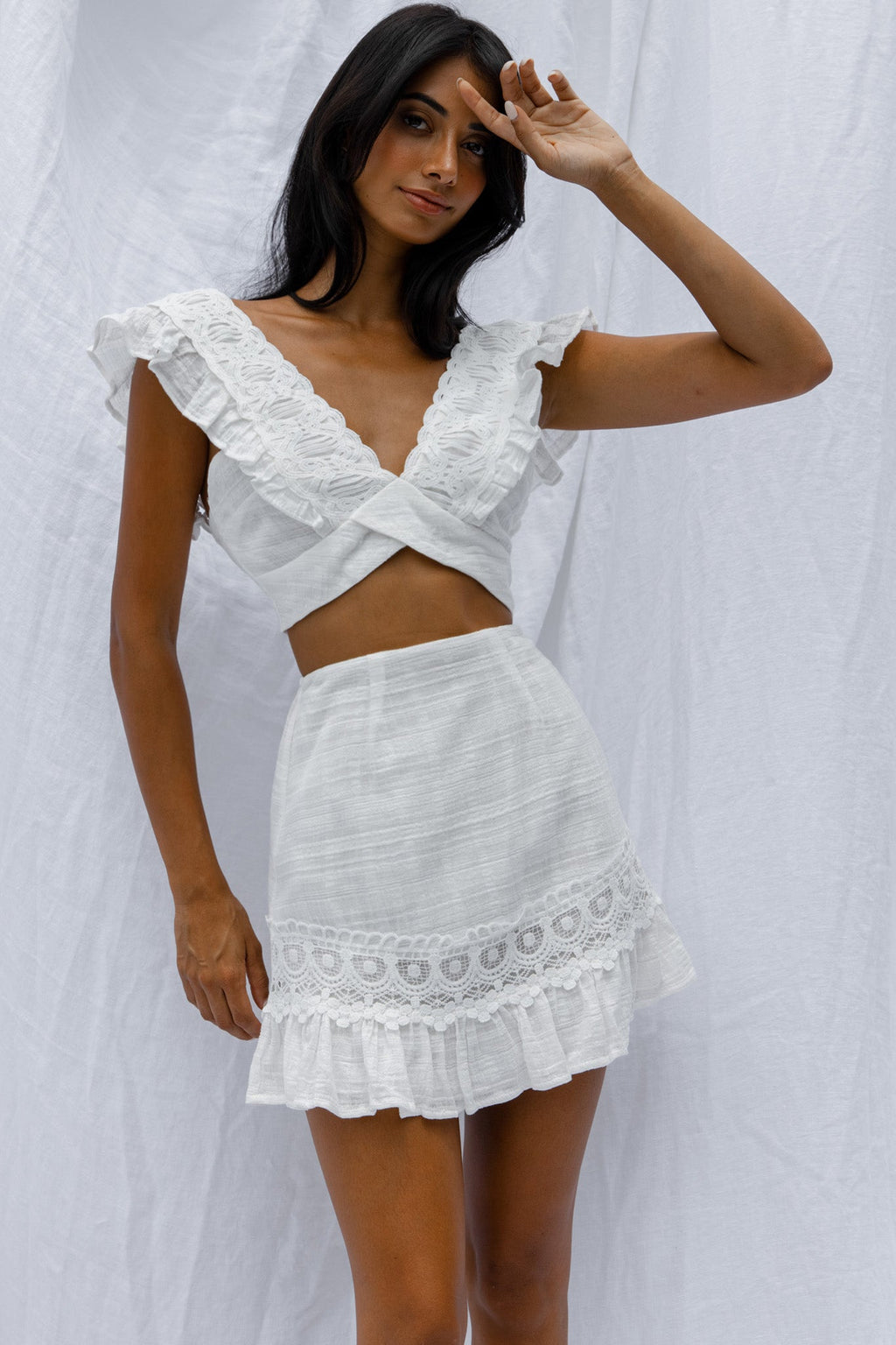 Just Bliss Tied Back Crop Top White by Selfie Leslie
