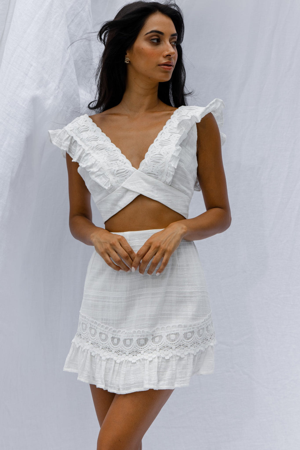 Just Bliss Tied Back Crop Top White by Selfie Leslie