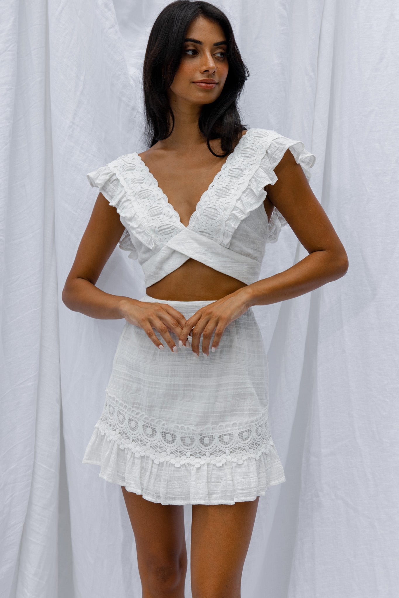 Just Bliss Tied Back Crop Top White by Selfie Leslie