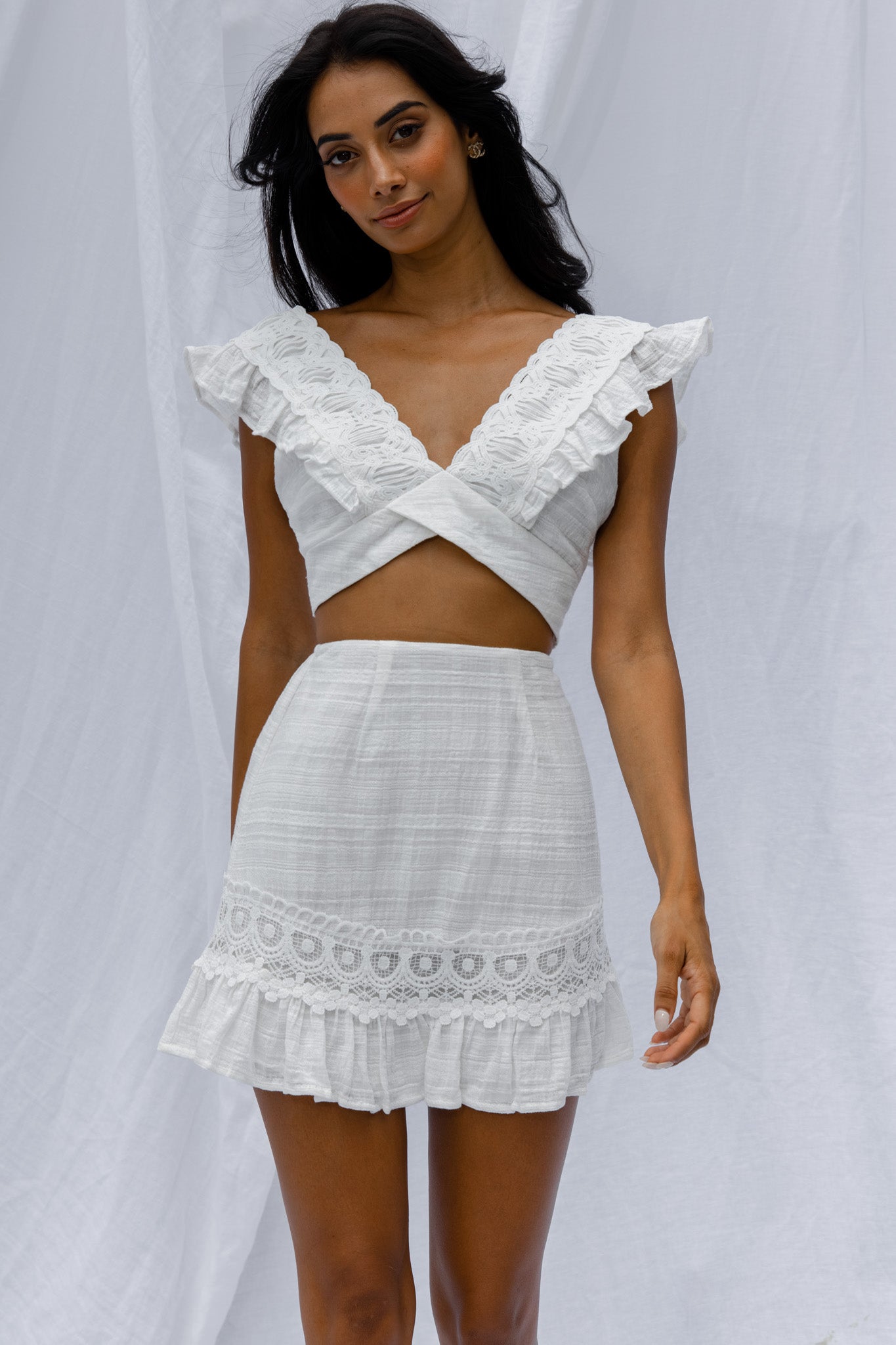 Just Bliss Tied Back Crop Top White by Selfie Leslie