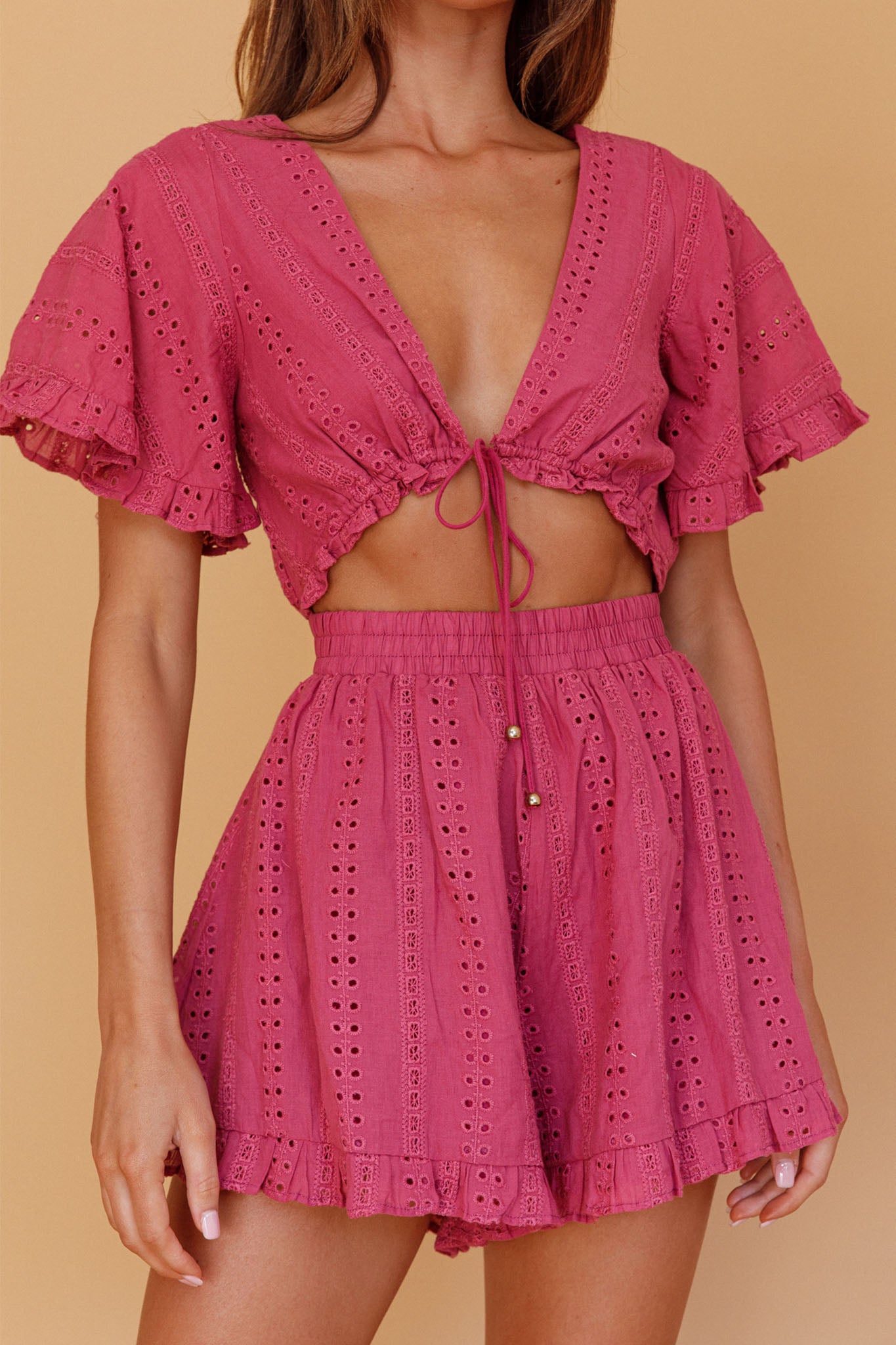 Endless Weekend Tied Bust Romper Rose by Selfie Leslie Australia