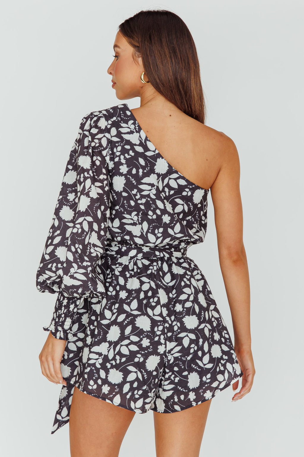 Summer Lover One-Shoulder Romper Floral Black by Selfie Leslie Australia