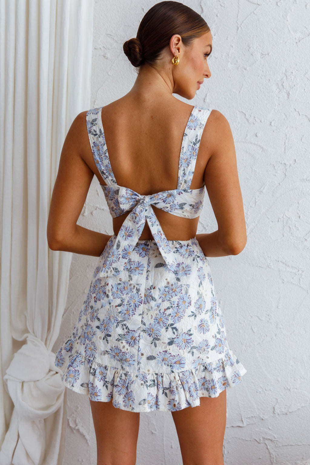 Pascale String-Tie Cut-Out Dress Floral Blue by Selfie Leslie