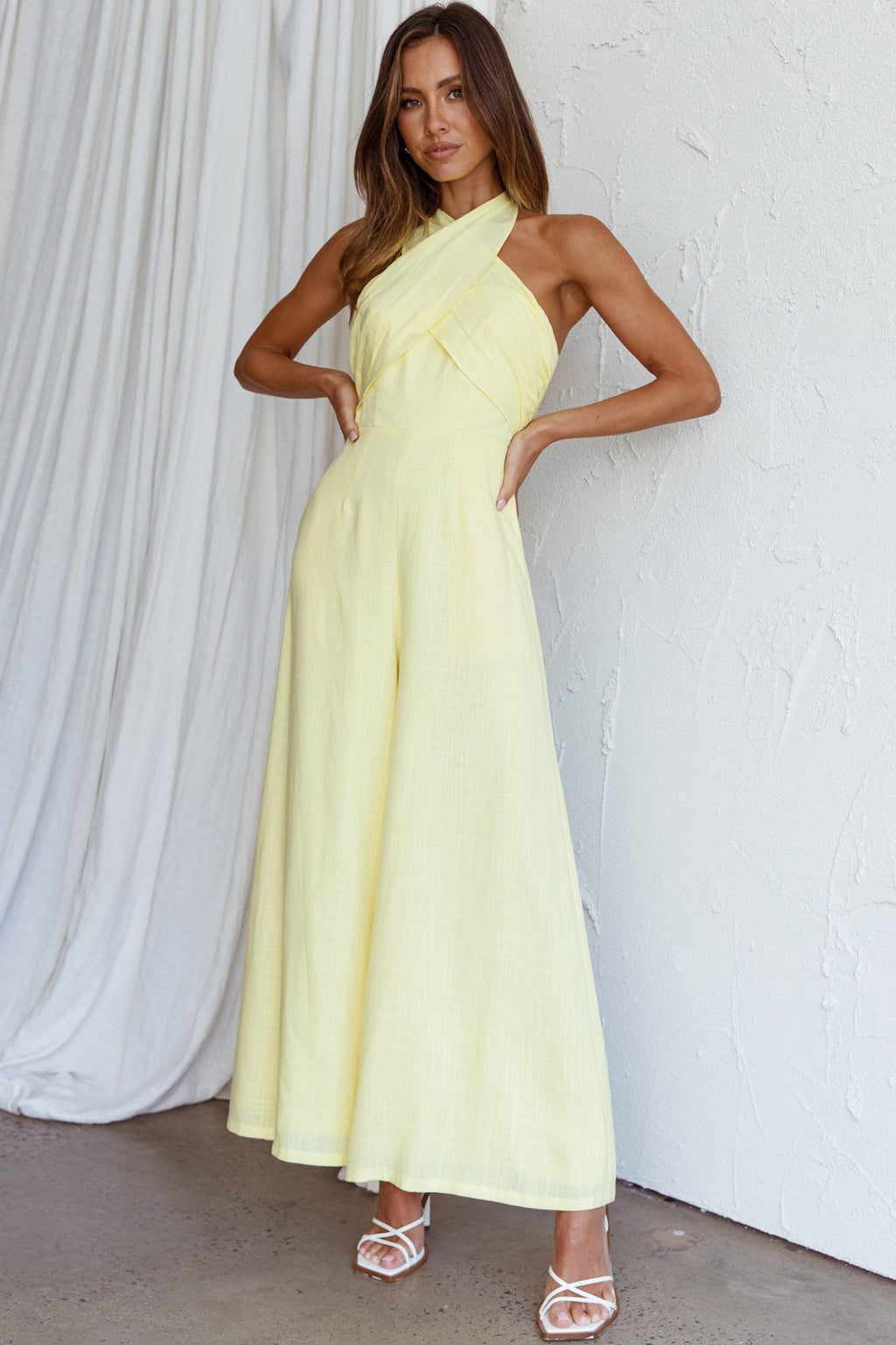 Stars Align Halterneck Jumpsuit Lemon by Selfie Leslie Australia