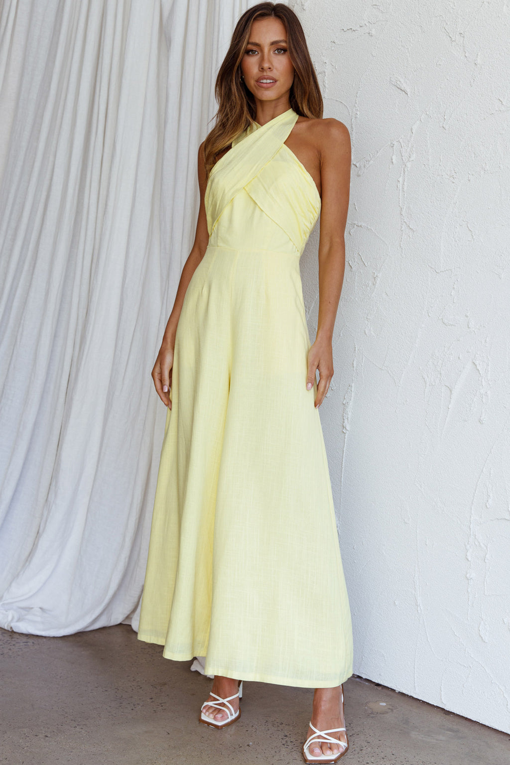 Stars Align Halterneck Jumpsuit Lemon by Selfie Leslie Australia