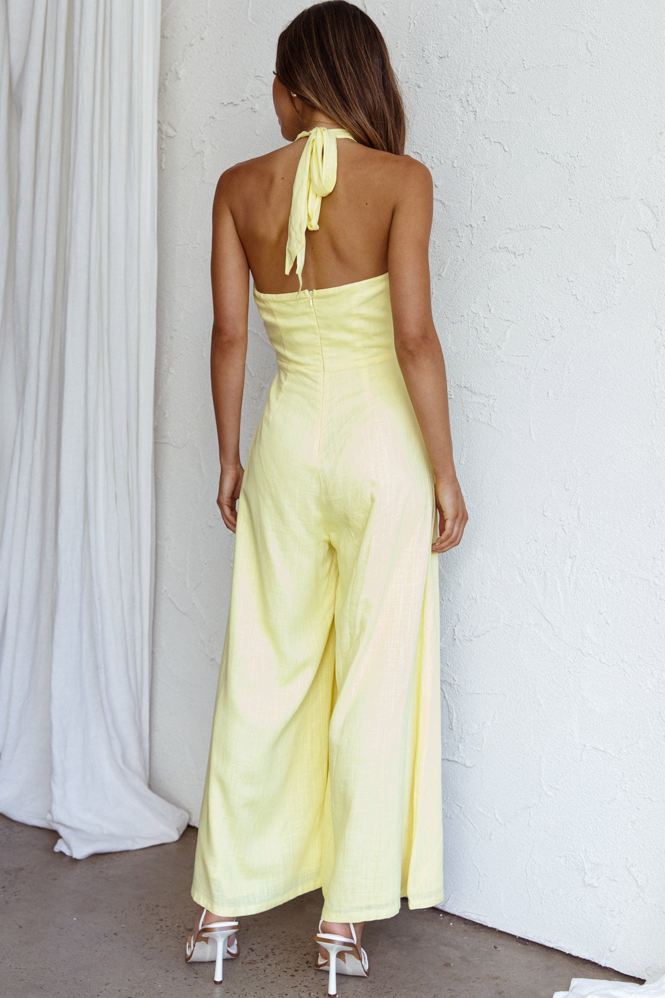 Stars Align Halterneck Jumpsuit Lemon by Selfie Leslie Australia