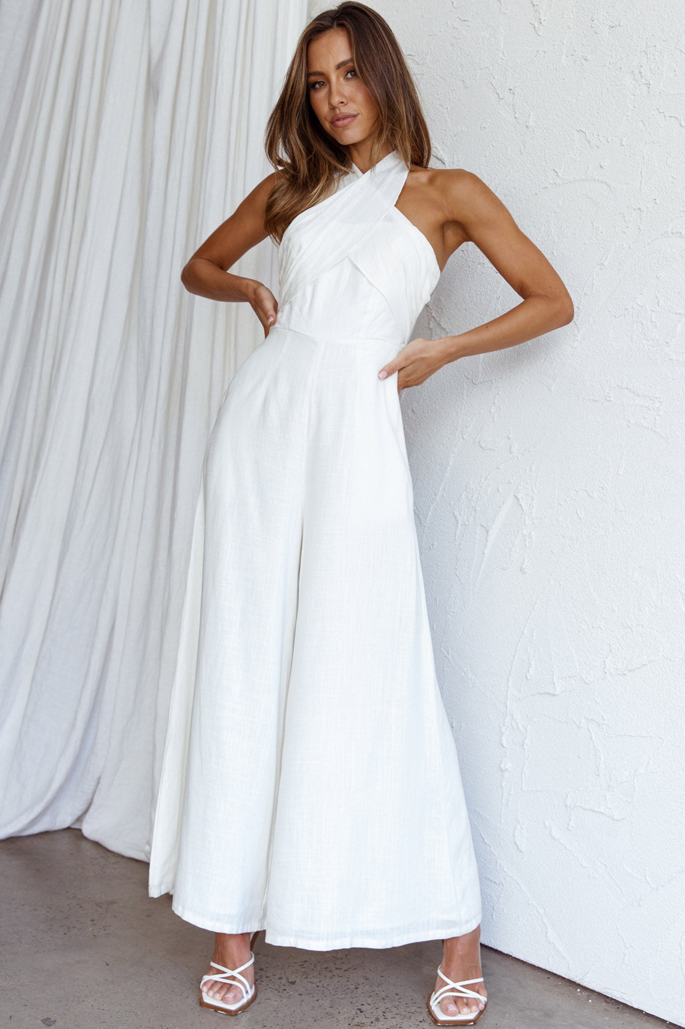 Stars Align Halterneck Jumpsuit White by Selfie Leslie Australia