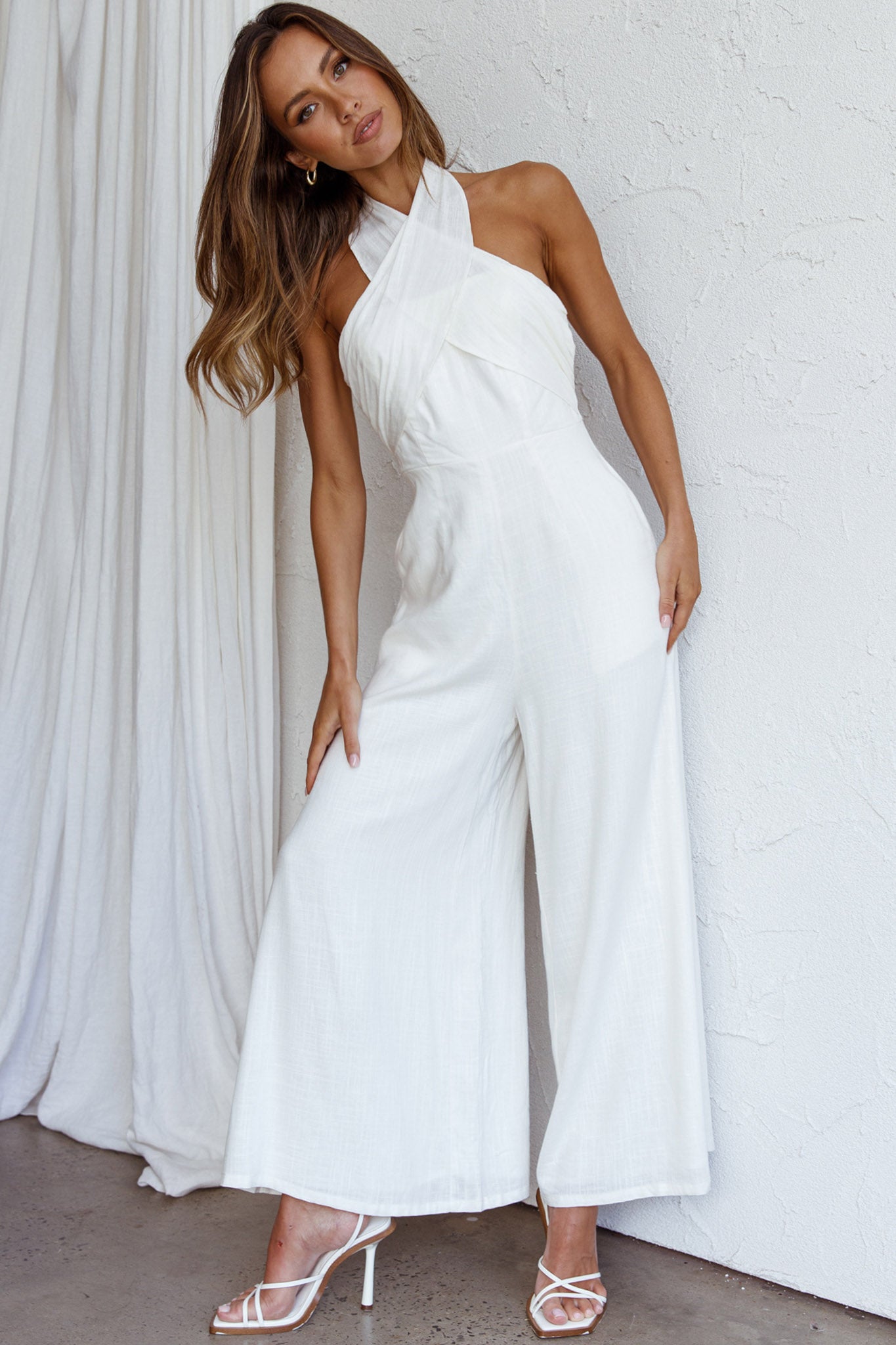 Stars Align Halterneck Jumpsuit White by Selfie Leslie Australia