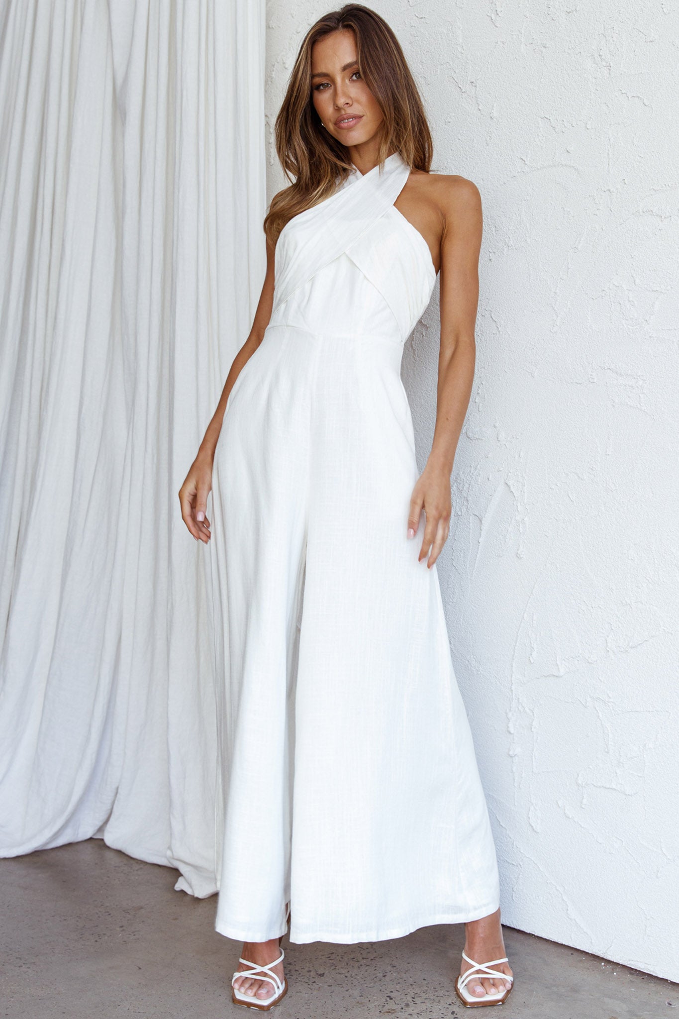 Stars Align Halterneck Jumpsuit White by Selfie Leslie Australia