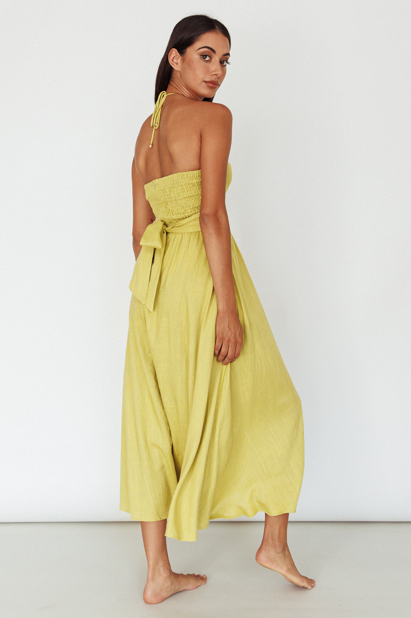 Maravilhosa Keyhole Halter Midi Dress Lime by Selfie Leslie Australia