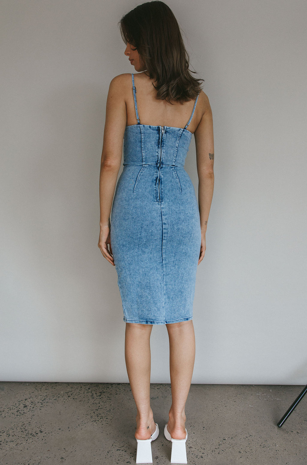 Marjorie Pleated Neckline Midi Dress Blue by Selfie Leslie Australia