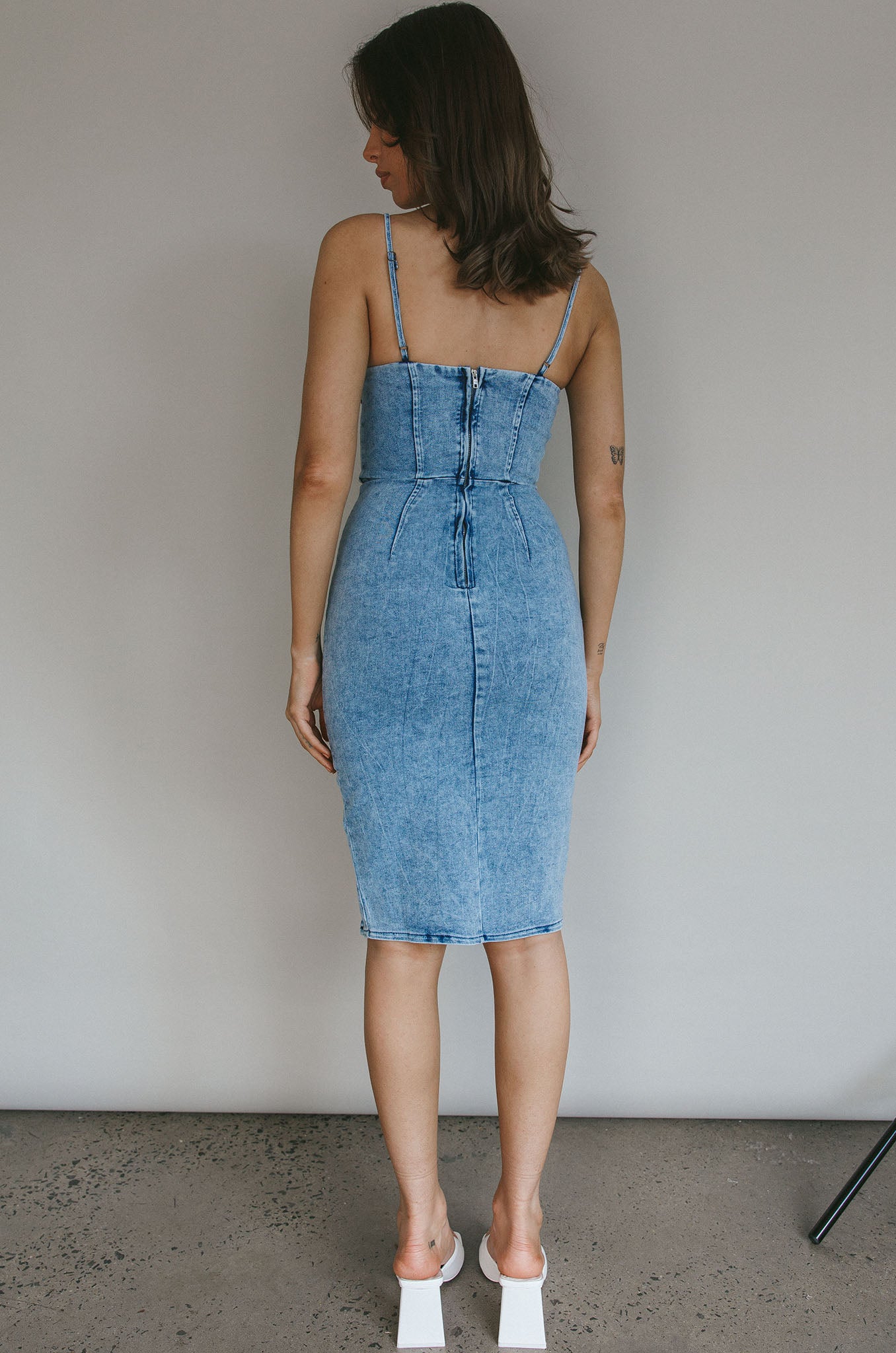Marjorie Pleated Neckline Midi Dress Blue by Selfie Leslie Australia