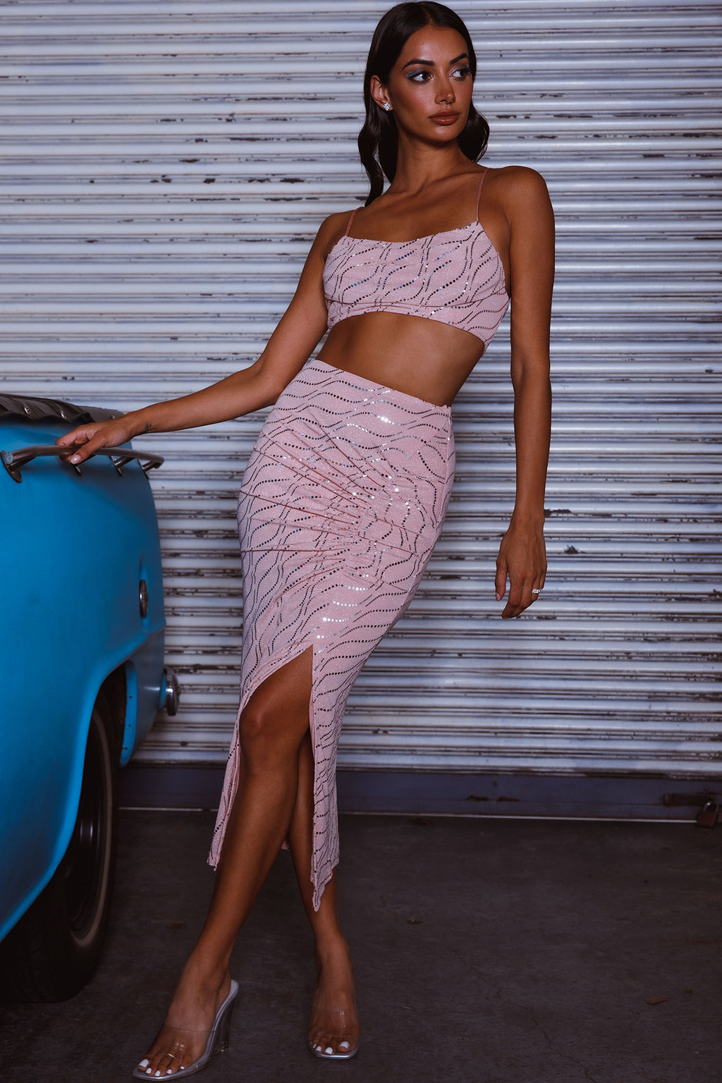 Maree Pleated Bust Crop Top Blush by Selfie Leslie