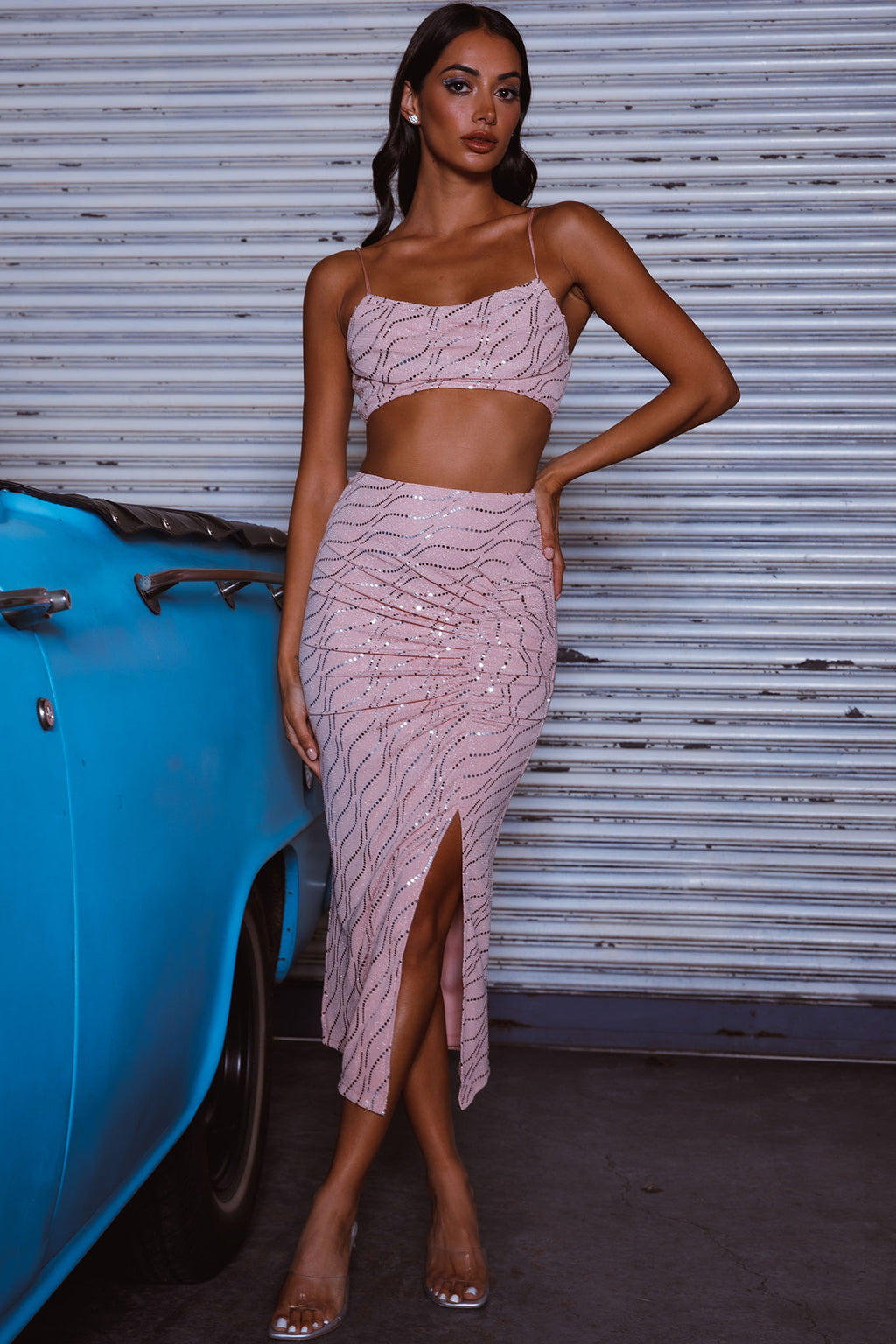 Maree Pleated Bust Crop Top Blush by Selfie Leslie