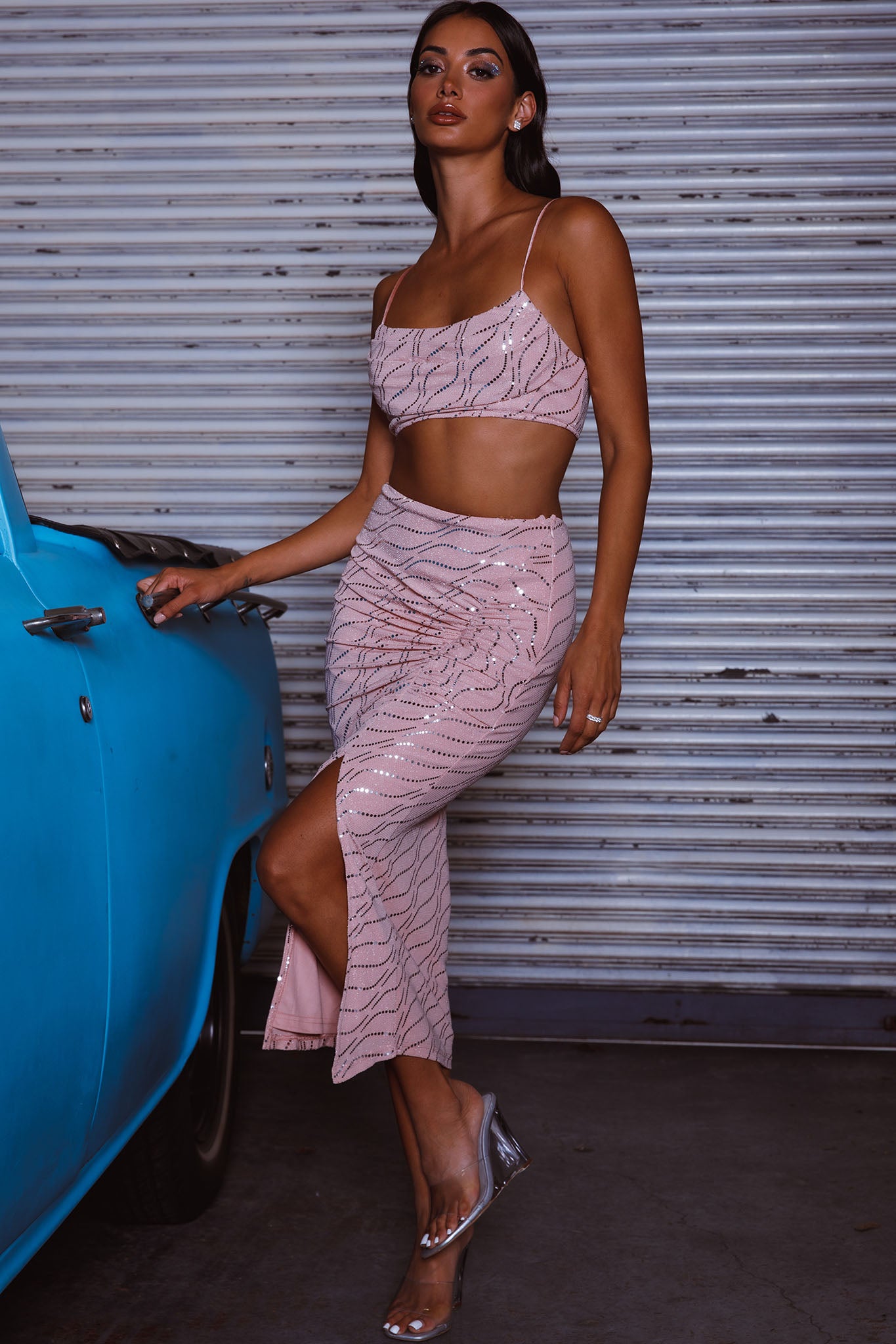 Maree Pleated Bust Crop Top Blush by Selfie Leslie