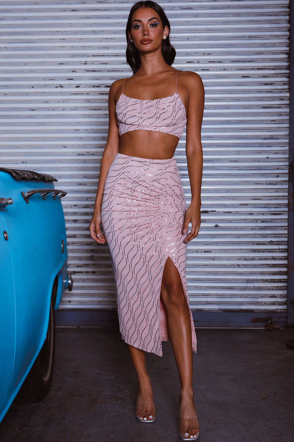Maree Pleated Bust Crop Top Blush by Selfie Leslie