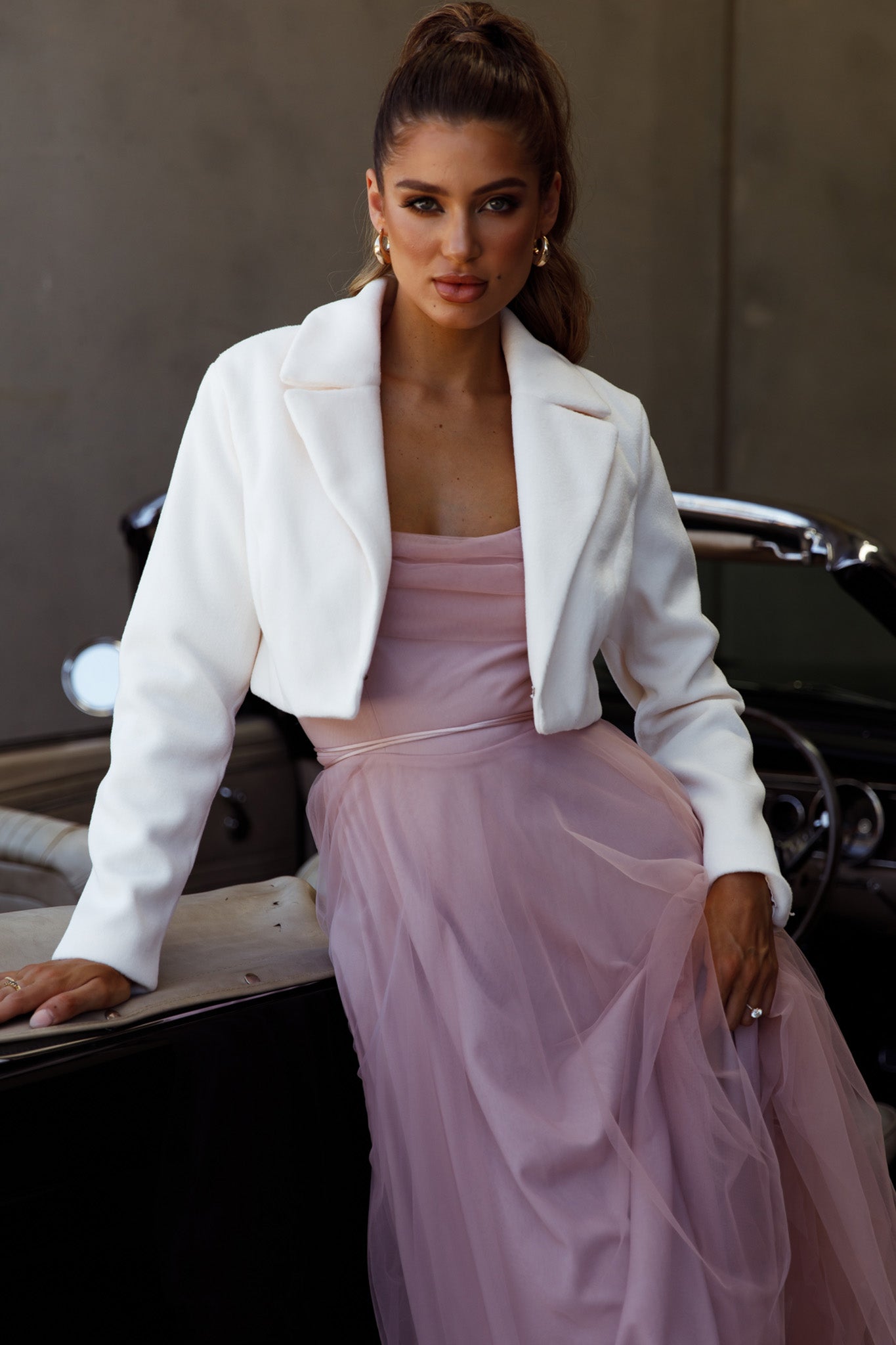 Tres Jolie Crop Jacket White by Selfie Leslie