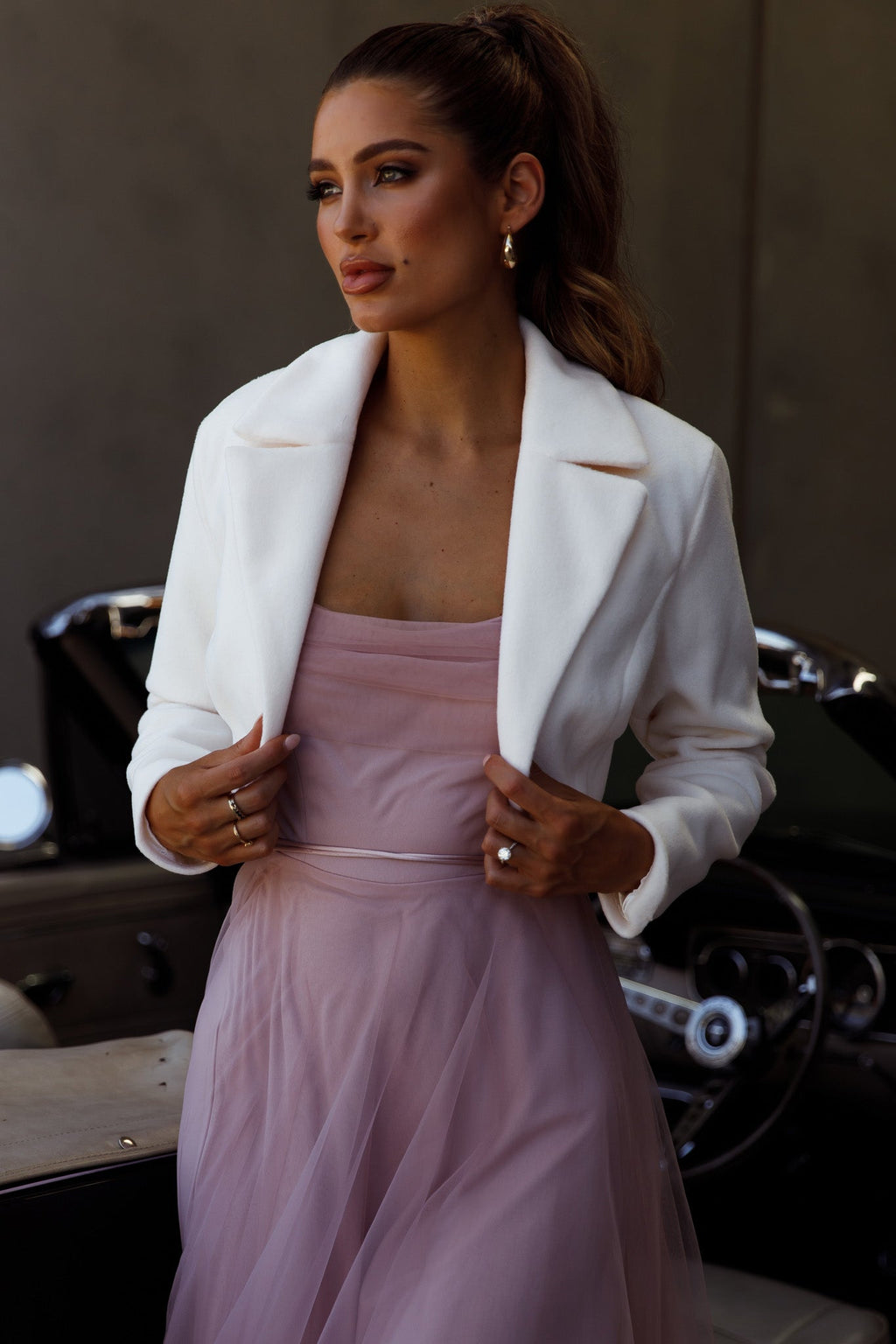 Tres Jolie Crop Jacket White by Selfie Leslie
