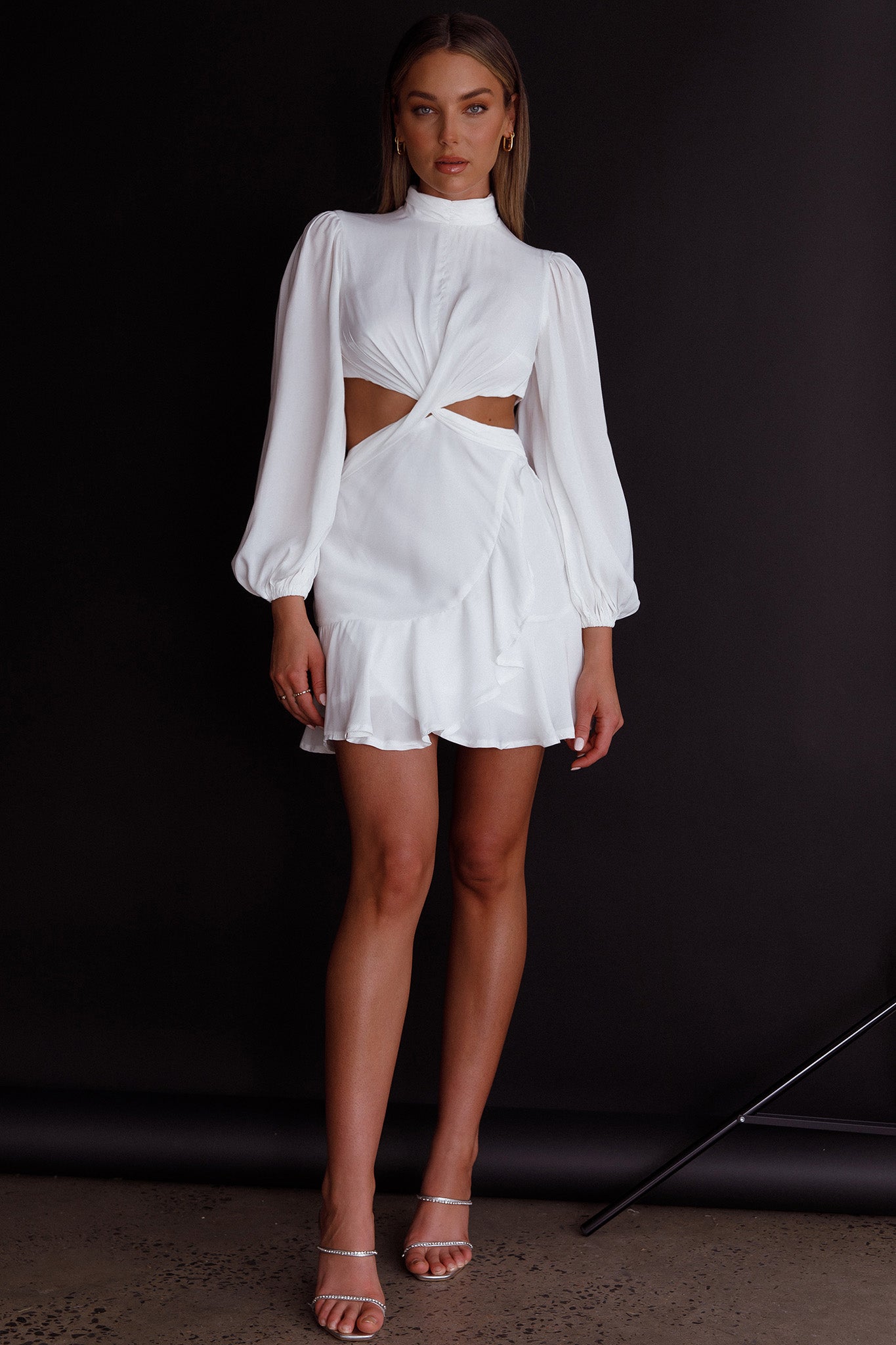 Feels Like Home Long Sleeve Cut-Out Dress White by Selfie Leslie