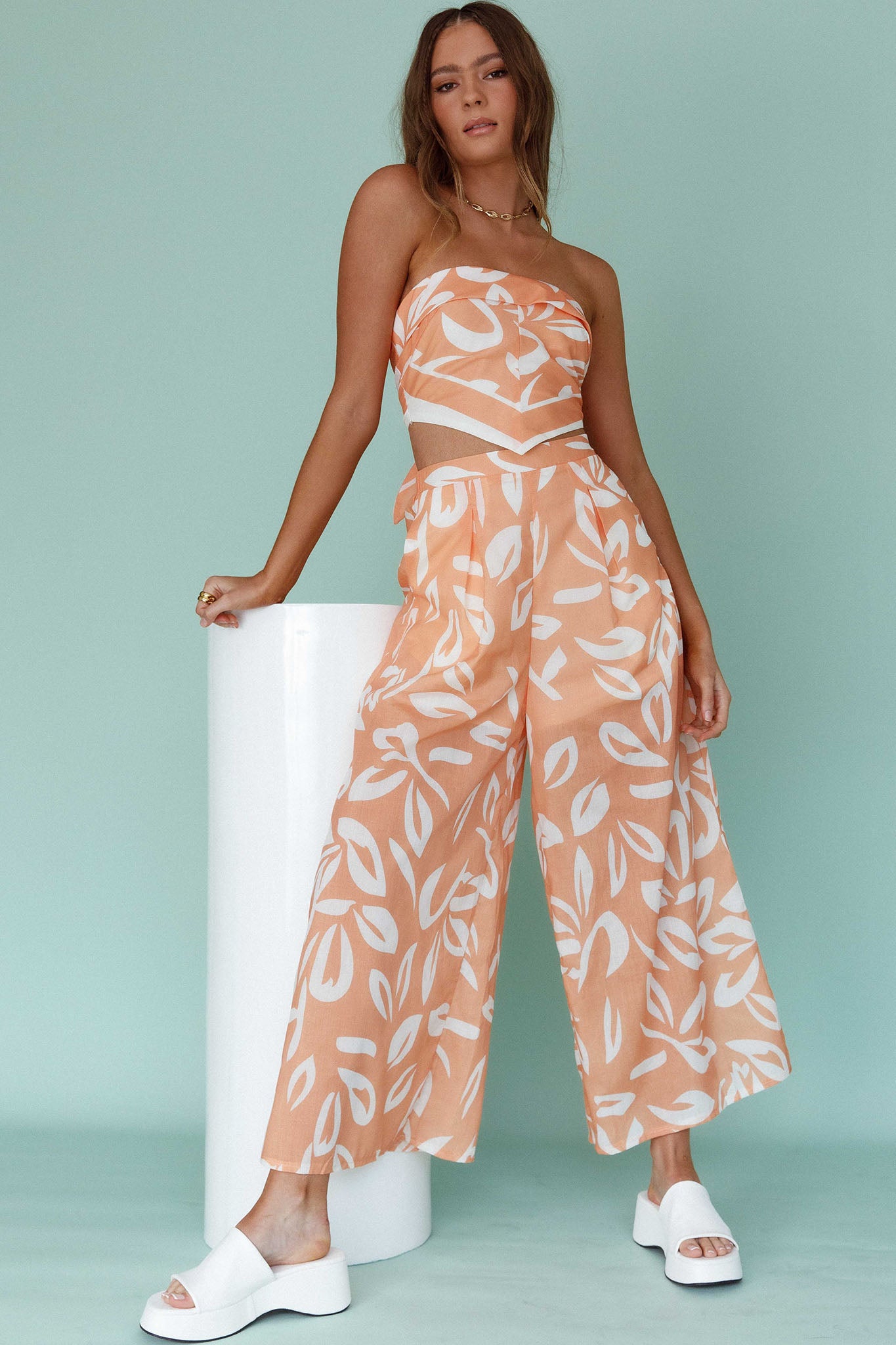 Randi Wide Leg Pants Leaf Print Mango by Selfie Leslie Australia