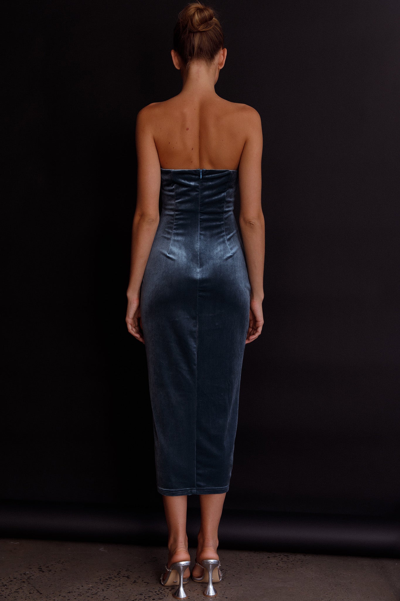 Must Be Fate Velvet Midi Dress Blue by Selfie Leslie